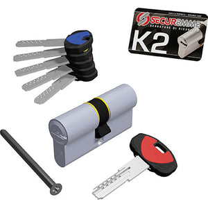 CILINDRO SAGOMATO K2 3200C SECUREMME  OTT.NICH.SATIN CHIAVI 5 MM  70 35+35