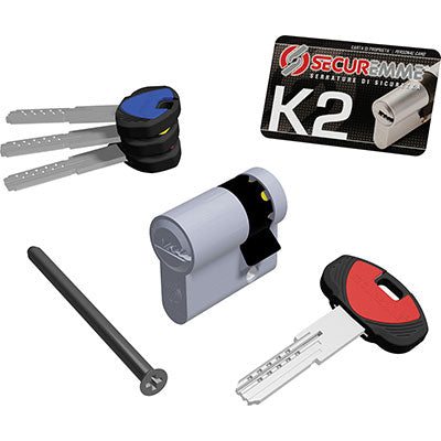 MEZZO CILINDRO SAGOMATO K2 3200M SECUREMME  CROMO SATINATO CHIAVI 3 MM 40 30+10