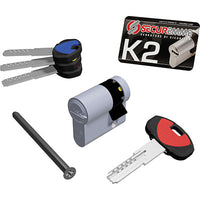 MEZZO CILINDRO SAGOMATO K2 3200M SECUREMME  CROMO SATINATO CHIAVI 3 MM 40 30+10