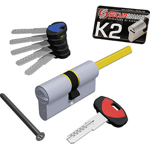 CILINDRO SAGOMATO K2 3200Q X POMOLO SECUREMME  OTT.NICH.SATIN CHIAVI 5 MM 90 30+60
