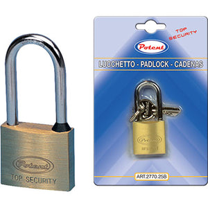 LUCCHETTO ARCO MEDIO 2700B POTENT - OTTONE ARCO CROMATO CHIAVI 2 MM 50- 6 pezzi