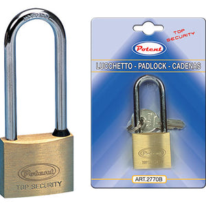 LUCCHETTO ARCO LUNGO 2700B POTENT - OTTONE ARCO CROMATO CHIAVI 2 MM 40X56- 12 pezzi