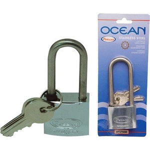 LUCCHETTO ARCO LUNGO OCEAN 2700MB POTENT - OTTONE ARCO ACCIAIO INOX CHIAVI 2 MM 30X41- 3 pezzi