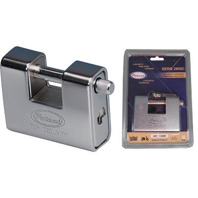 LUCCHETTO ANTISCASSO CORAZZATO 110B POTENT  OTTONE ACCIAIO CROMATO CHIAVI 3 MM 62