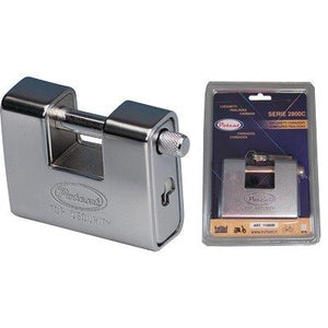 LUCCHETTO ANTISCASSO CORAZZATO 110B POTENT  OTTONE ACCIAIO CROMATO CHIAVI 3 MM 80