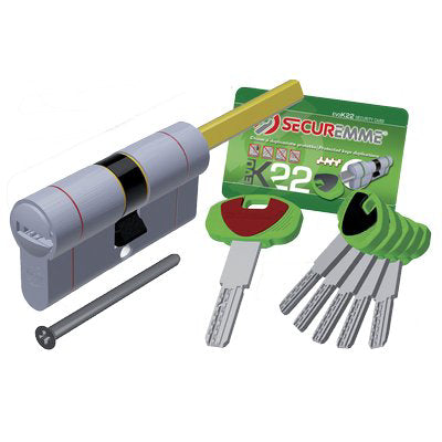 CILINDRO SAGOMATO EVO K22 TOP POMOLO SECUREMME  OTT.NICH.SATIN CHIAVI 5 MM 87 31+56