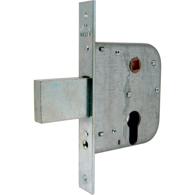 SERRATURA CANCELLO INFILARE 070500 WELKA  B.Q ZINC F.MM 22 F.SAGOM M1,5+SCR+Q8 E.MM 50