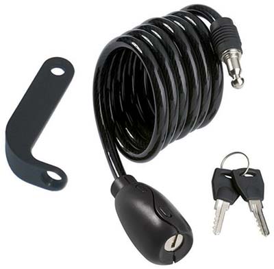 ANTIFURTO FUNE A SPIRALE BICI-MOTO 2010 ILSA - ACCIAIO MM 6 CM 100 + SUPPORTO- 4 pezzi