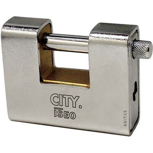 LUCCHETTO ANTISCASSO CORAZZATO ADITUS ISEO  OTTONE/ACCIAIO SABBIATO CHIAVI 3 MM 90