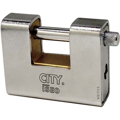 LUCCHETTO ANTISCASSO CORAZZATO ADITUS ISEO  OTTONE/ACCIAIO SABBIATO CHIAVI 3 MM 90