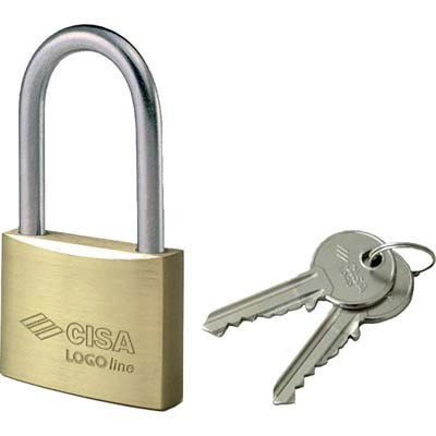 LUCCHETTO ARCO LUNGO 21011 LOGO - OTTONE ARCO CROMATO CHIAVI 2 MM 40X40- 6 pezzi