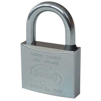 LUCCHETTO EUROMARINE CORBIN  OTTONE ARCO CROMATO CHIAVI 2 MM 50