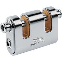 LUCCHETTO ANTISCASSO CORAZZATO 2 LUCE PANZER VIRO  OTTONE ACCIAIO CROMATO CHIAVI 3 MM 86