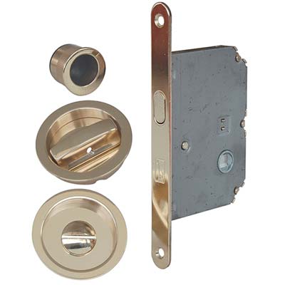 SERRATURA PORTA SCORREVOLE BON BONAITI  NICCHIE TONDE E.MM 50 B.TONDO OTTONE LUCIDO