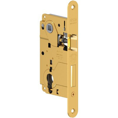 SERRATURA LEGNO INFILARE CENTRO AGB  B.T OTTONATO F.MM 22 F.SAGOM M2+SCR+Q8 E.MM 50