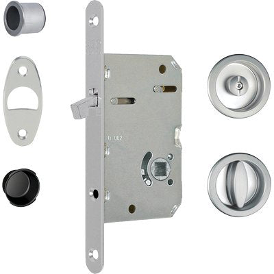 SERRATURA PORTA SCORREVOLE SCIVOLA TRE AGB  NICCHIE TONDE E.MM 50 B.TONDO CROMATO OPACO