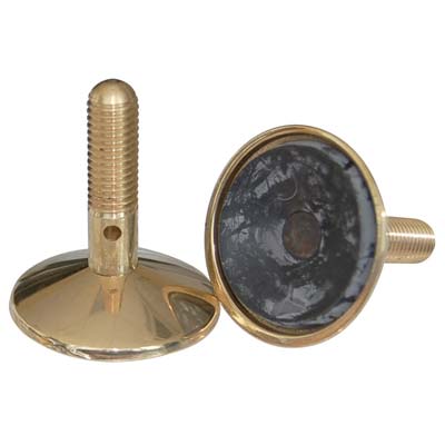 PIEDINO REGOLABILE RIALZATO X MOBILI - OTTONE LUCIDO/GOMMA D.MM 50 H.MM 57 MM 10X28- 6 pezzi