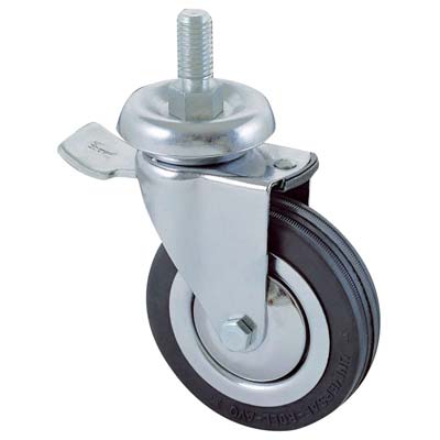 RUOTA A FORCELLA GIREV P.FILETT +FERMO 155BISB AVO  A/CROMATO/GOMMA NERA D.MM 100X24 F.MA 12X30