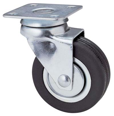 RUOTA A FORCELLA GIREVOLE 160 AVO - A/ZINCR/GOMMA NERA D.MM 50X18 P.MM 40X40- 4 pezzi