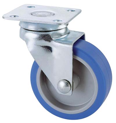 RUOTA A FORCELLA GIREVOLE 221 AVO - A/ZINCR/GOMMA BLU P.MM 40X40 D.MM 50X18- 4 pezzi