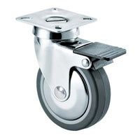 RUOTA A FORCELLA GIREVOLE + FERMO 220CBIS AVO - A/ZINCR/GOMMA GRIGIA D.MM 40X18 P.MM 40X40- 4 pezzi