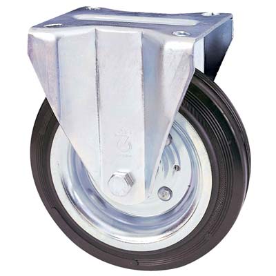 RUOTA A FORCELLA SU PIASTRA 80A AVO - A/ZINCR/GOMMA NERA D.MM 125X37 P.MM 115X85- 2 pezzi