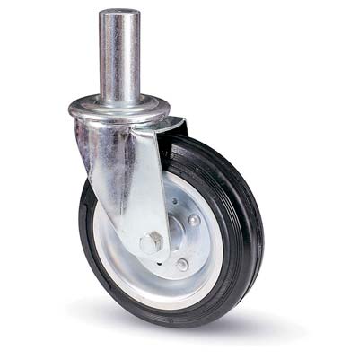 RUOTA A FORCELLA TUBI INNOCENTI 80BI AVO  A/ZINCR/GOMMA NERA MM 200X50 PERNO GIR MM 40X190