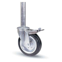 RUOTA A FORCELLA TUBI INNOCENTI +FERMO 103BI AVO  A/ZINCR/GOMMA NERA MM 200X50 PERNO GIR MM 40X190