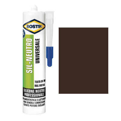 SILICONE NEUTRO SIL BOSTIK - TESTA DI MORO RAL 8014 ML 300- 2 pezzi