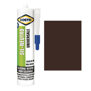 SILICONE NEUTRO SIL BOSTIK - TESTA DI MORO RAL 8014 ML 300- 2 pezzi
