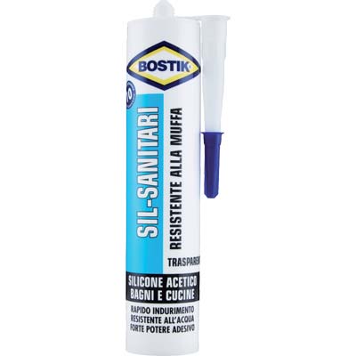 SILICONE ACETICO SIL SANITARI BOSTIK - TRASPARENTE ML 280- 24 pezzi