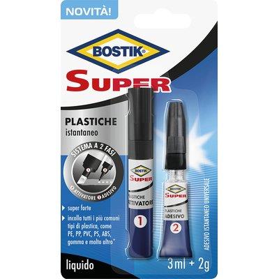 BOSTIK SUPER PLASTICHE - ATTIVATORE + ADESIVO ML 3+2- 6 pezzi