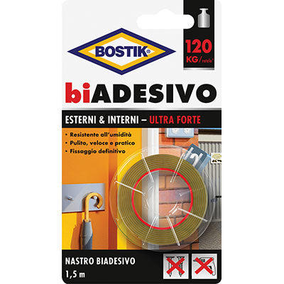 NASTRO BIADESIVO INTERNI ESTERNI BOSTIK - MM 19 ML 1,5- 6 pezzi