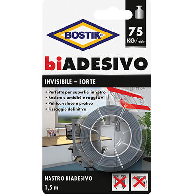 NASTRO BIADESIVO INVISIBILE BOSTIK - MM 19 ML 1,5- 6 pezzi