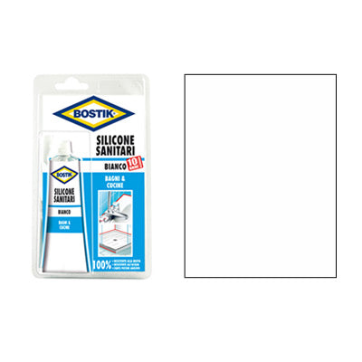 SILICONE ACETICO SANITARI IN TUBETTO BOSTIK - BIANCO ML 60- 12 pezzi