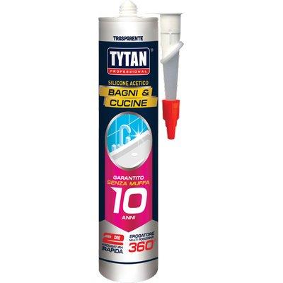 SILICONE ACETICO BAGNI E CUCINE TYTAN - TRASPARENTE RAPIDO ML 280- 12 pezzi
