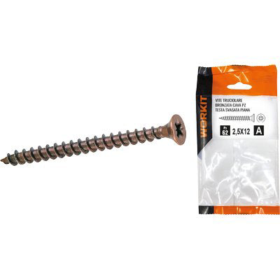 VITE TRUCIOLARE TSP BRONZATA SELF WORKIT - CAVA PZ FILETTO INTERO MM 5,0X50 CF=PZ 13- 5 confezioni