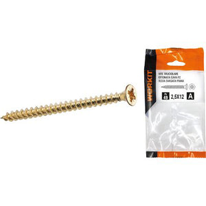 VITE TRUCIOLARE TSP OTTONATA SELF WORKIT - CAVA PZ FILETTO INTERO MM 3,0X35 CF=PZ 27- 5 confezioni