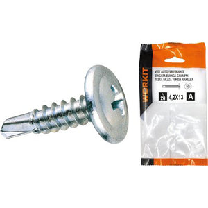VITE AUTOPERFORANTE TMT RANELLATA SELF WORKIT - ZINCATA BIANCA CAVA PH MM 4,2X22 CF=PZ 22- 5 confezioni