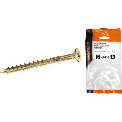 VITE LEGNO WOOD SELF WORKIT - ZINCATA GIALLA CAVA TX25 MM 5,0X60 CF=PZ 9- 5 confezioni