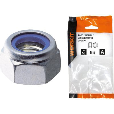 DADO ESAGONALE AUTOBLOCCANTE ALTO SELF WORKIT - ZINCATO M 8 CF=PZ 18- 5 confezioni