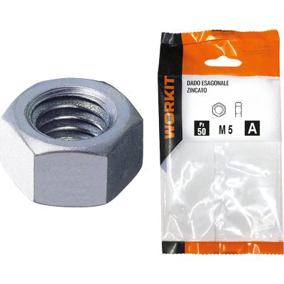 DADO ESAGONALE ZINCATO SELF WORKIT - CLASSE 8.8 M 12 CF=PZ 9- 5 confezioni