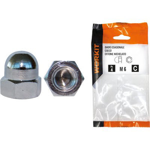 DADO ESAGONALE CIECO OTTONE NICHELATO SELF WORKIT - M 10 CF=PZ 2- 5 confezioni