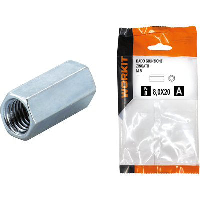 DADO GIUNZIONE ZINCATO SELF WORKIT - M8 MM 13X40 CF=PZ 3- 5 confezioni