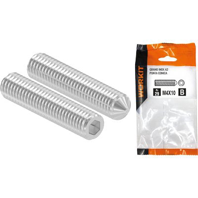 GRANO PUNTA CONICA INOX A2 SELF WORKIT - M 10X25 CF=PZ 3- 5 confezioni