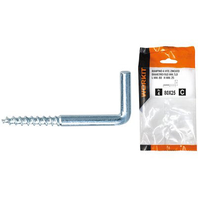 RAMPINO A VITE ZINCATO SELF WORKIT - MOD 20X70 MM 50X20X4,0 CF=PZ 6- 5 confezioni