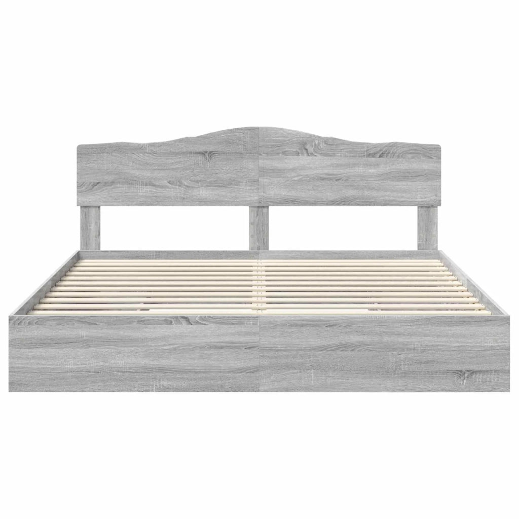 Letto con Contenitore con testiera Grigio Sonoma 200 x 200 cm