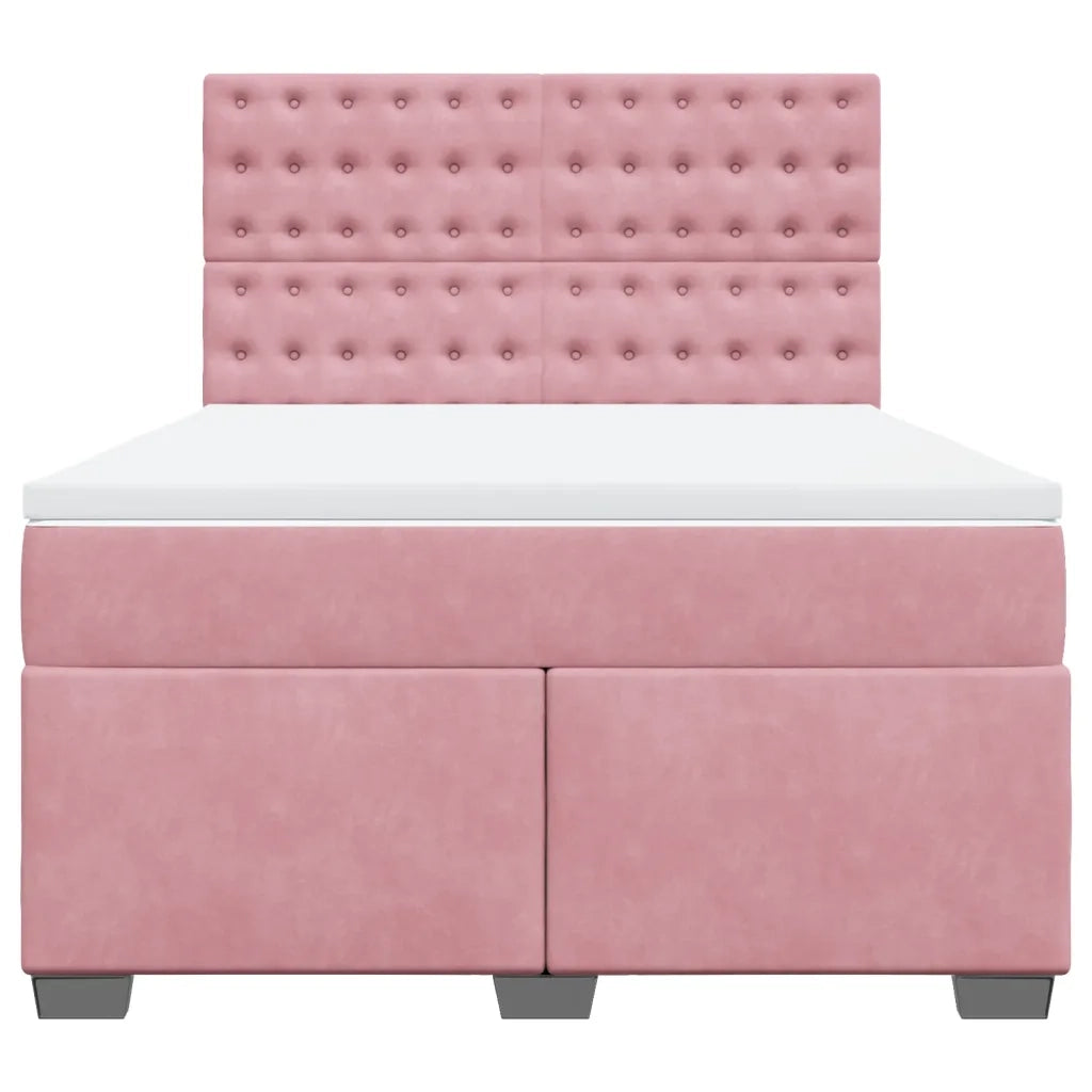 Giroletto a Molle con Materasso Rosa 140x190 cm in Velluto 3290923