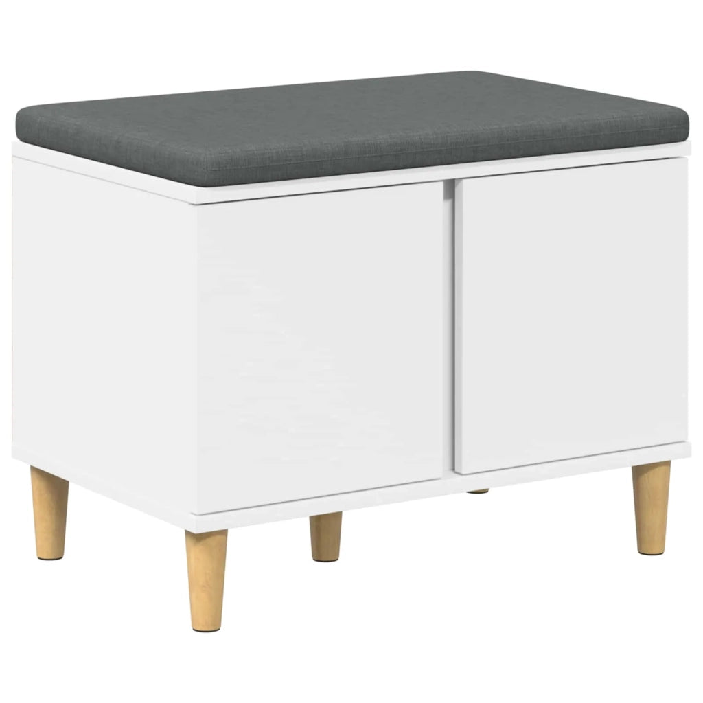 Panca per ingresso con cuscino-Sgabello-Panca da Corridoio con porta Bianco 60 x 38 x 46 cm 488096