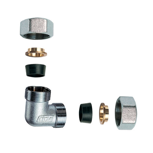 GOMITO DOPPIO CROMATO C/MONOCONO IN GOMMA PER RAME- 3/4 x 22- FAR- pezzi 1